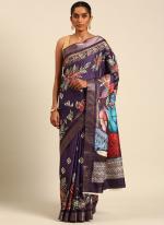 Cotton Purple Traditional Wear Printed Saree